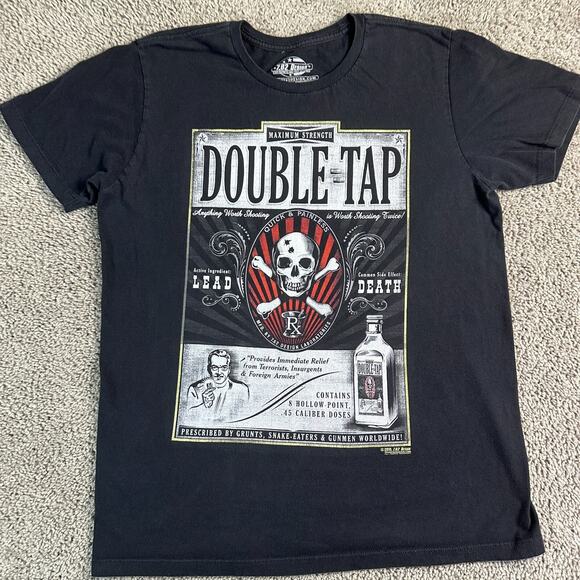 7.62 Design Shirt Mens Large Black Double Tap Hollow Points .45 Caliber Doses - Picture 3 of 10